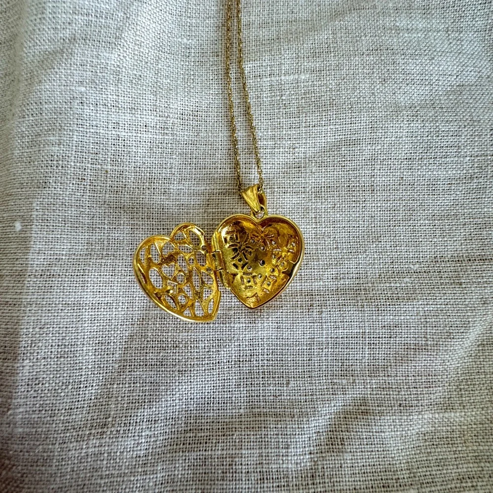 Gold Heart Locket Pendant Necklace 925 Stamped 1/20 14K Gold GF